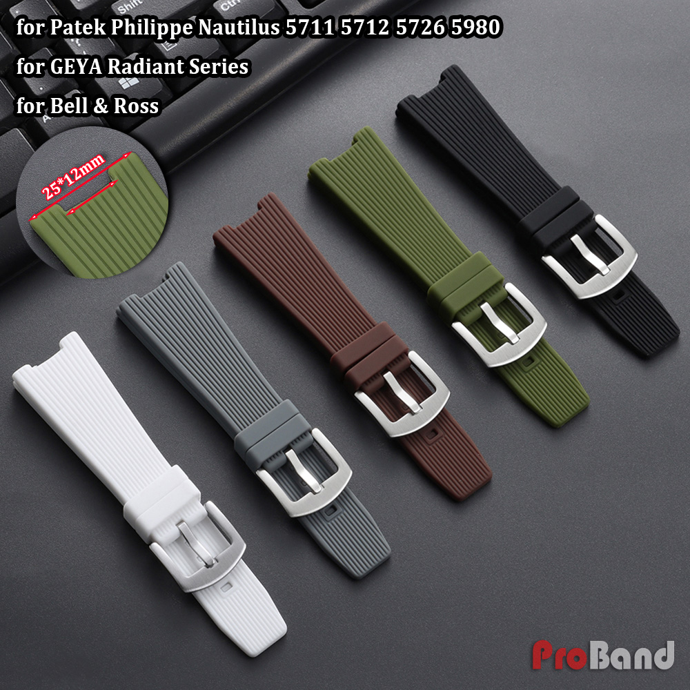 25*12mm Silicone Watch Strap f - Patek Philippe Watch Nautilus 评论和价格